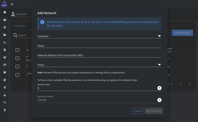 DNSF Add Networks