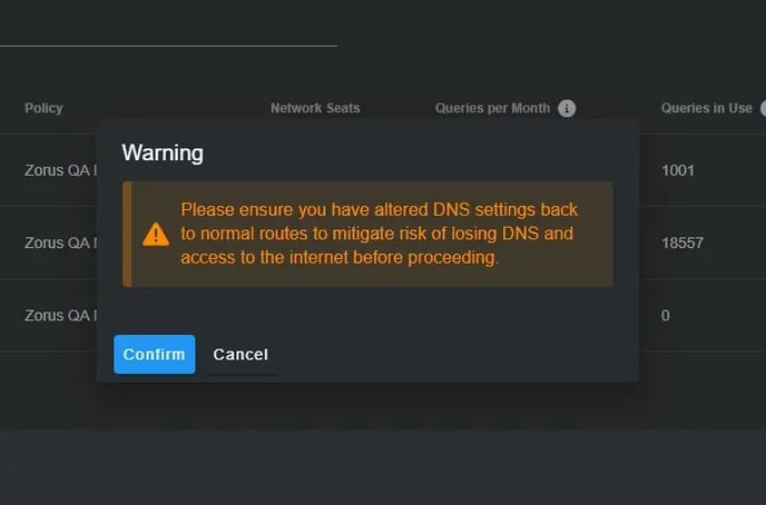 Delete Zorus Network